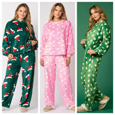 Women’s Santa Christmas Pyjama Set – Cozy Flannel 2-Piece Sleepwear